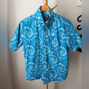 Grateful Dead x Section 119 Steal Your Face Button up Blue Tie Dye Shirt Men’s L